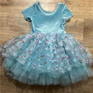 Charming Aqua Floral Kids Dance Costume